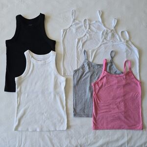 Kids Tank Tops (2 Cat & Jack, 5 Hanes) - Black, White, Gray, Pink